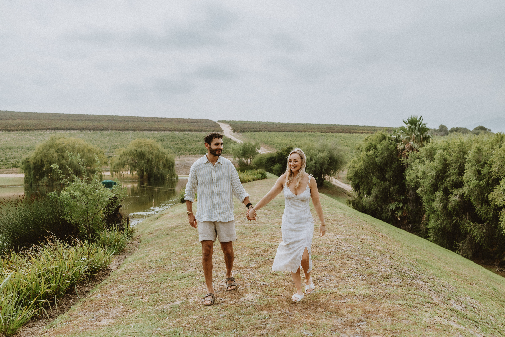Walking together at the vineyard