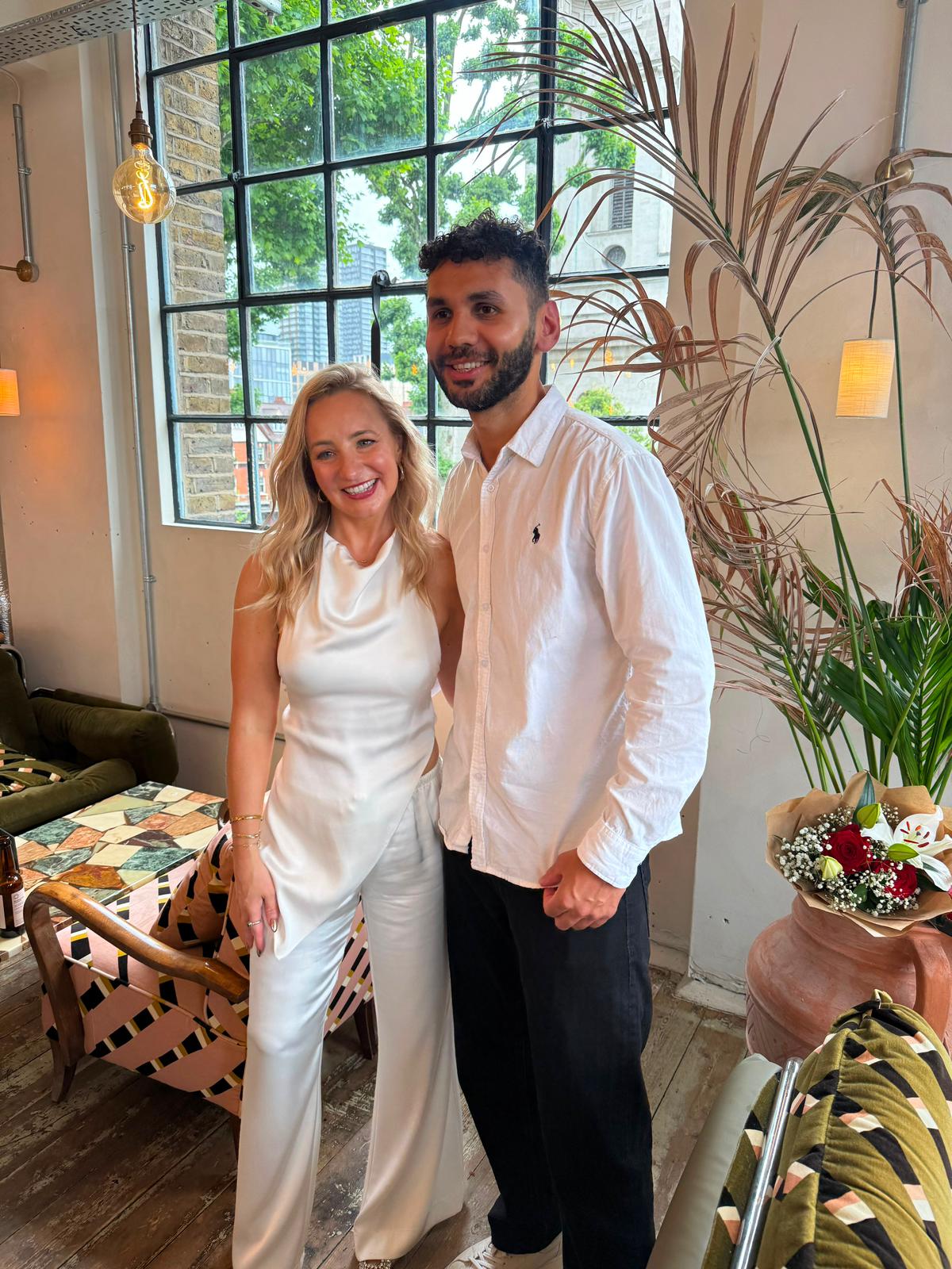 Godfrey and Tara at their engagement drinks