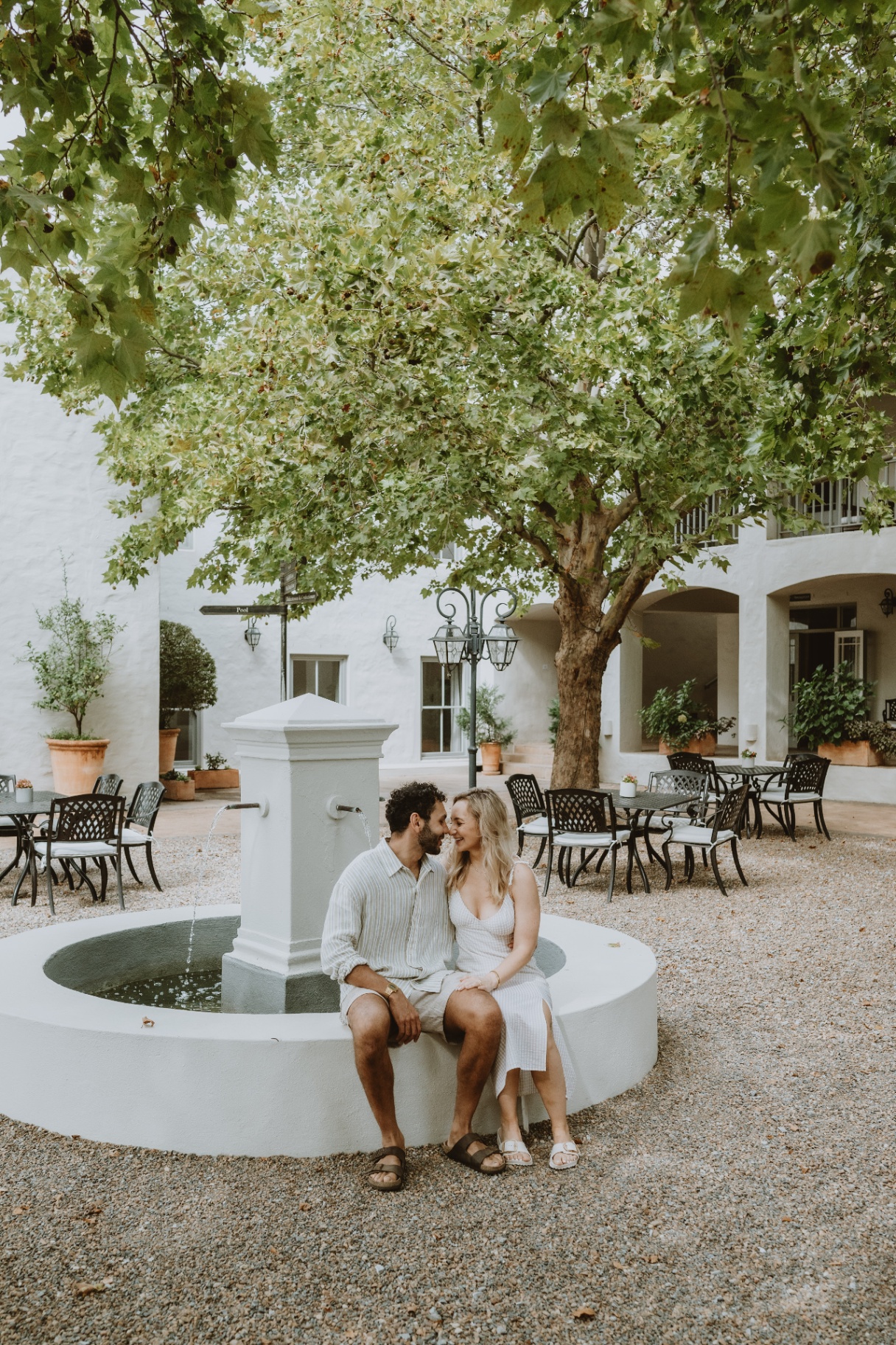Godfrey and Tara at the fountain